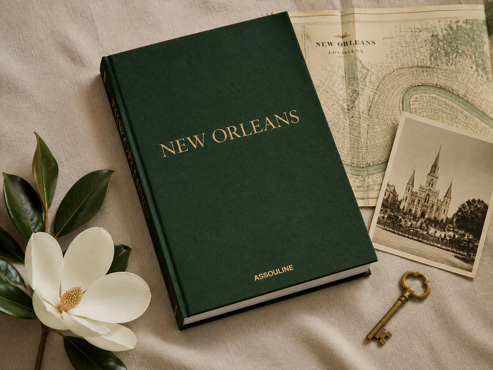New Orleans In A Box™ — a linen-bound volume with keepsake artifacts